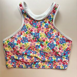 Old Navy | Small Colorful Floral Powersoft Cropped Tank Shelf‎  Bra